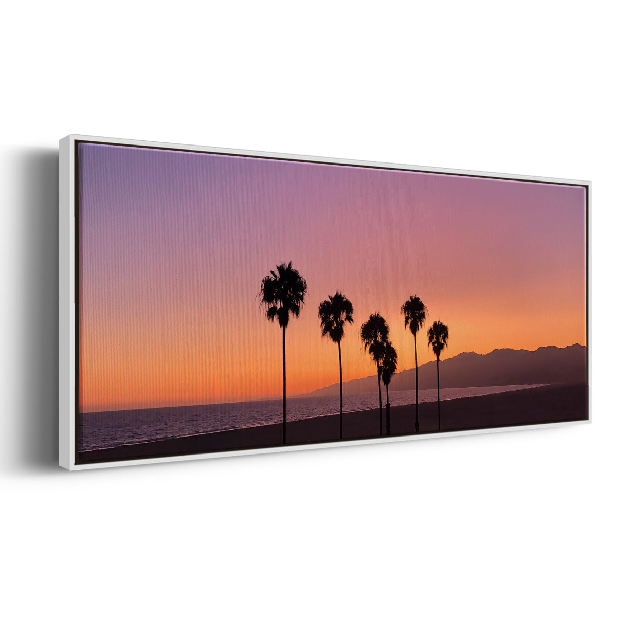 Sunset of Santa Monica - Floater Framed Canvas Print