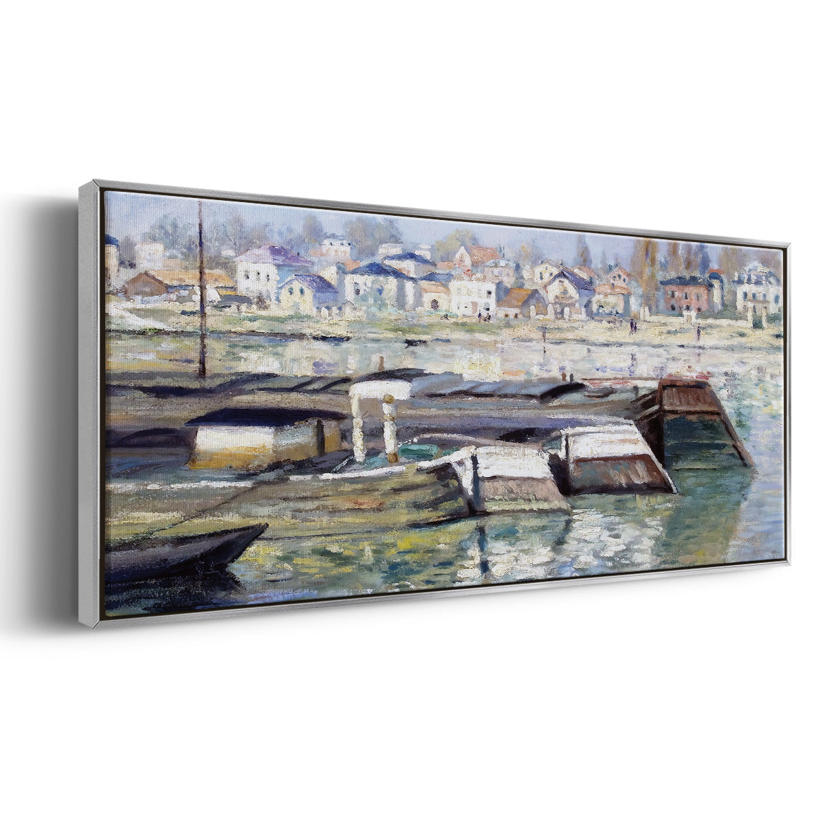 The Seine at Asnieres, 1873 - Floater Framed Canvas Print