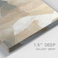 Close-up view of wrapped canvas corner featuring blurred mixed media abstract collage.