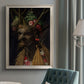Surreal allegorical portrait representing the four seasons by Giuseppe Arcimboldo in an {frame_style_descriptor} displayed in a neutral interior setting.