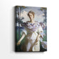 Side view of a canvas art print of a soft outdoor scene with gentle tones and airy texture, showing gallery-wrapped depth.