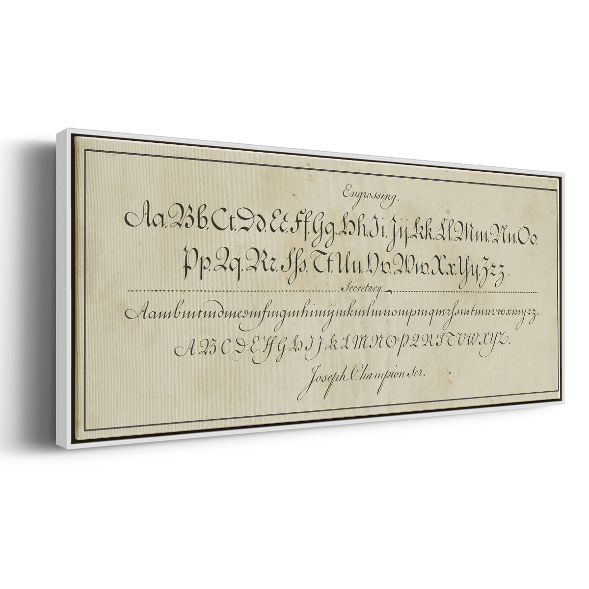 Manuscript Sampler V - Floater Framed Canvas Print