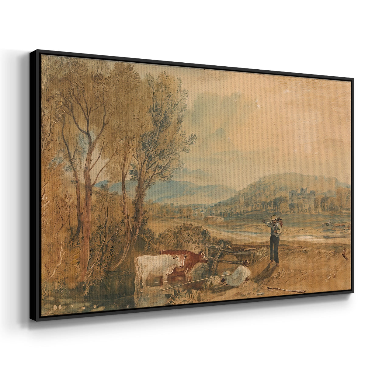 Lulworth Castle, Dorset, c. 1820 - Floater Framed Canvas Print