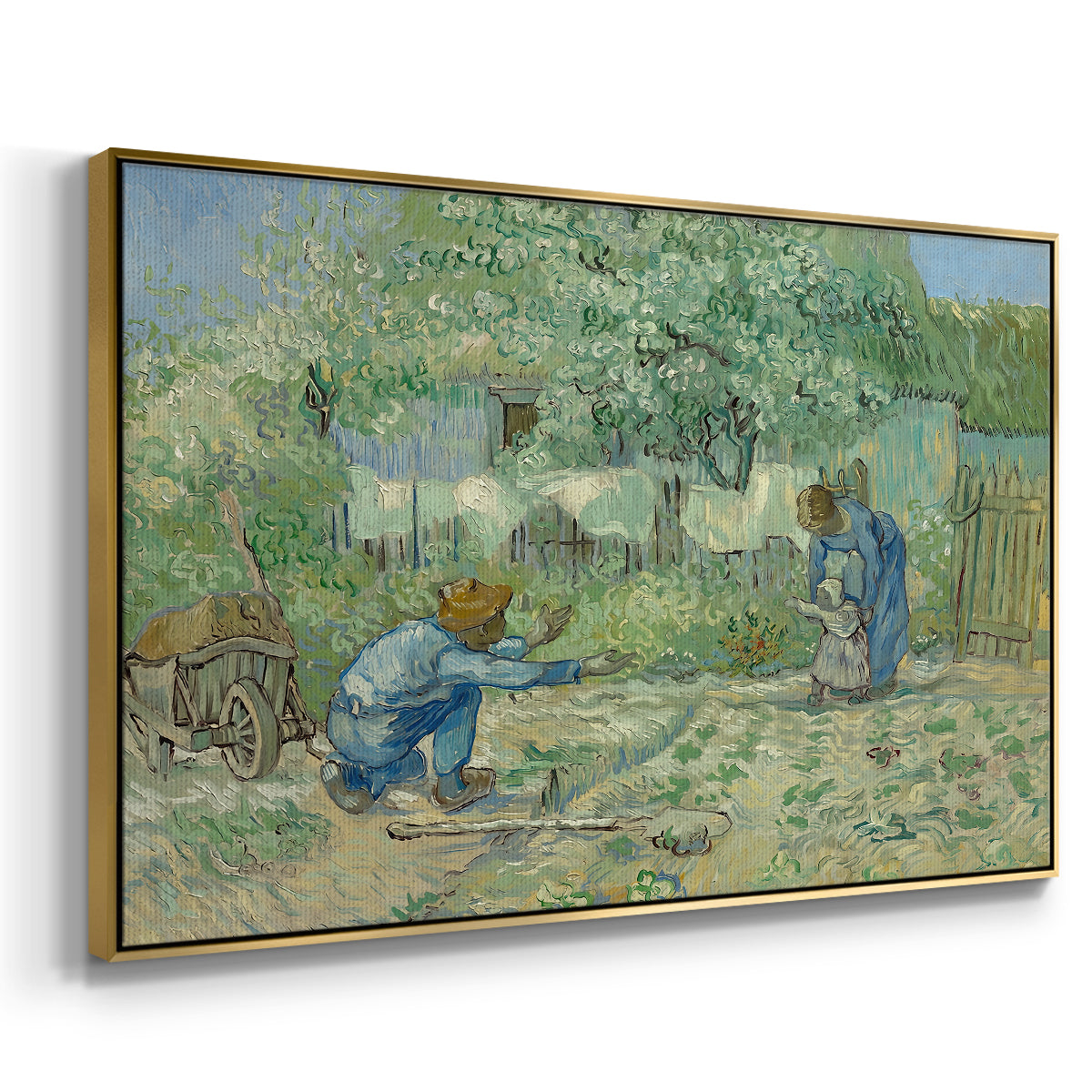 First Steps after Millet, 1890 - Floater Framed Canvas Print