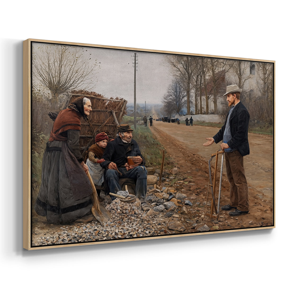 People by a Road, 1893 - Floater Framed Canvas Print