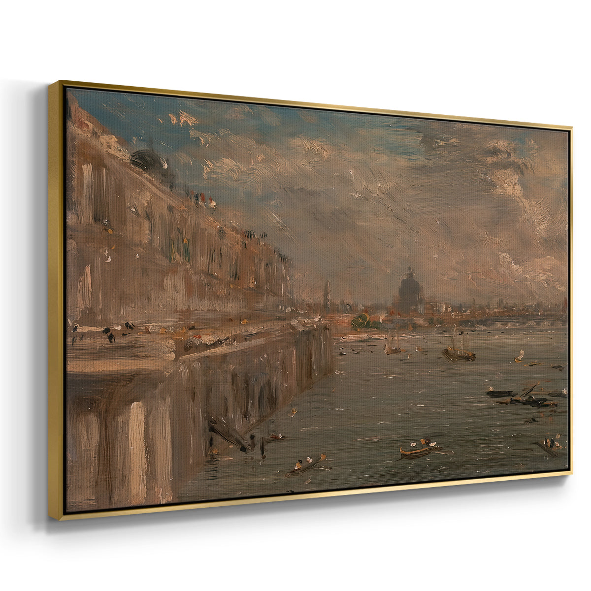 Somerset House Terrace from Waterloo Bridge, c. 1819 - Floater Framed Canvas Print