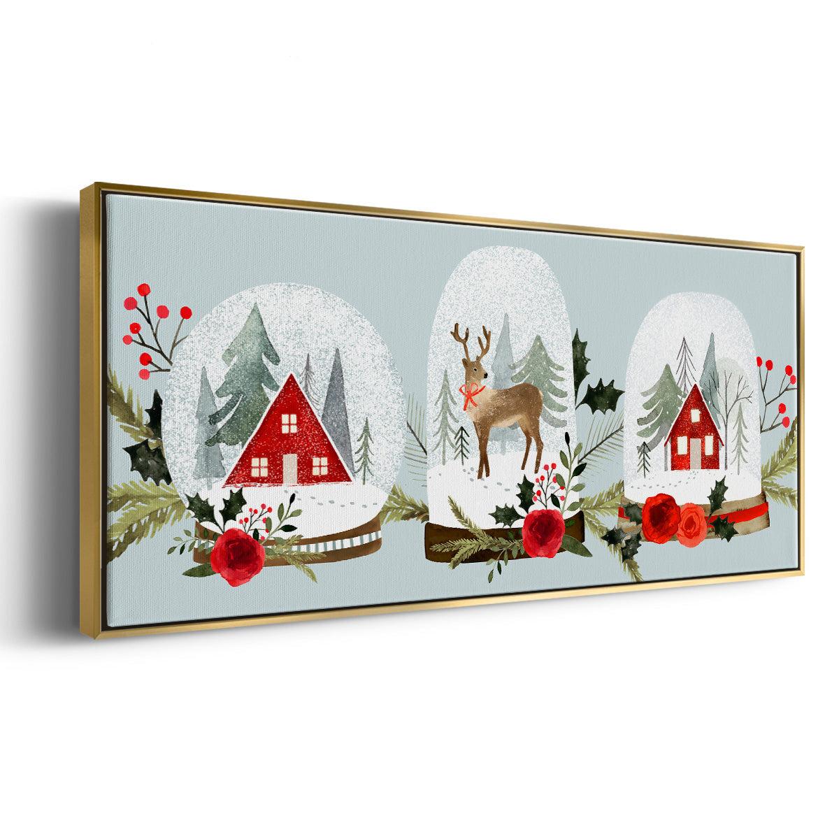 Snow Globe Village Collection D - Floater Framed Canvas Print