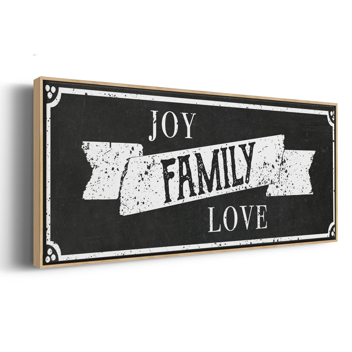Joy Family Love - Floater Framed Canvas Print