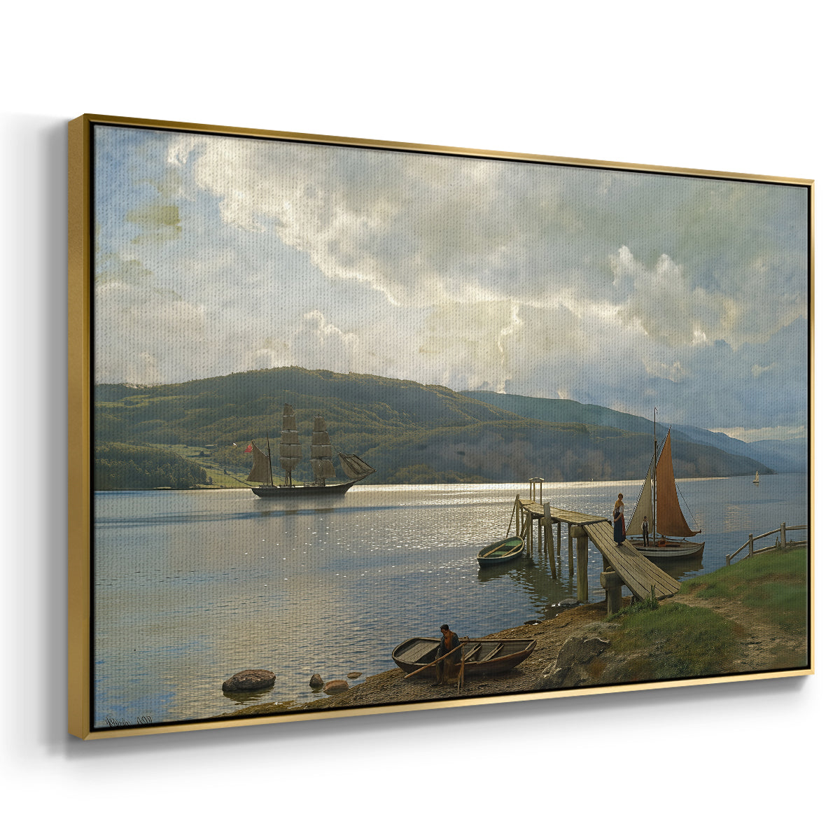The Jetty at Feste near Moss, 1898 - Floater Framed Canvas Print