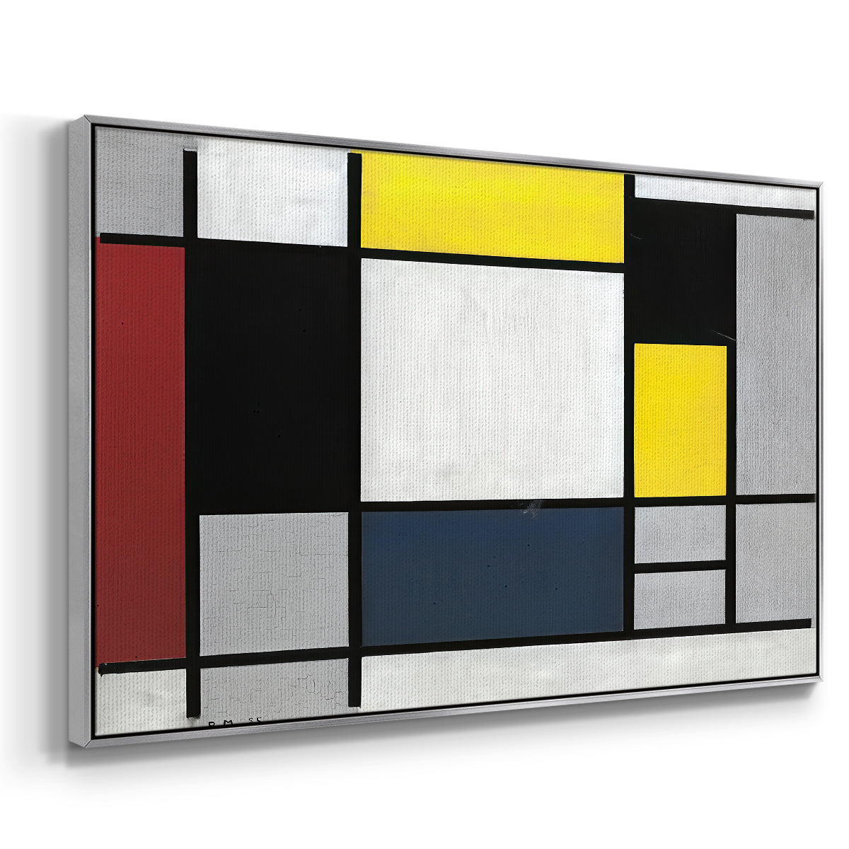 Composition with Yellow, Red, Black, Blue, and Gray, 1920 - Floater Framed Canvas Print