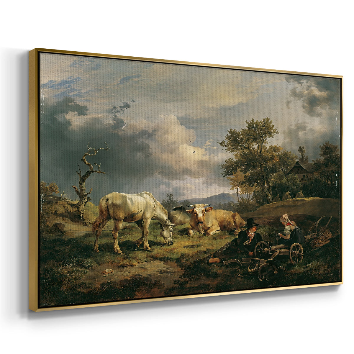 Young Peasant Couple Resting in the Field, 1829 - Floater Framed Canvas Print