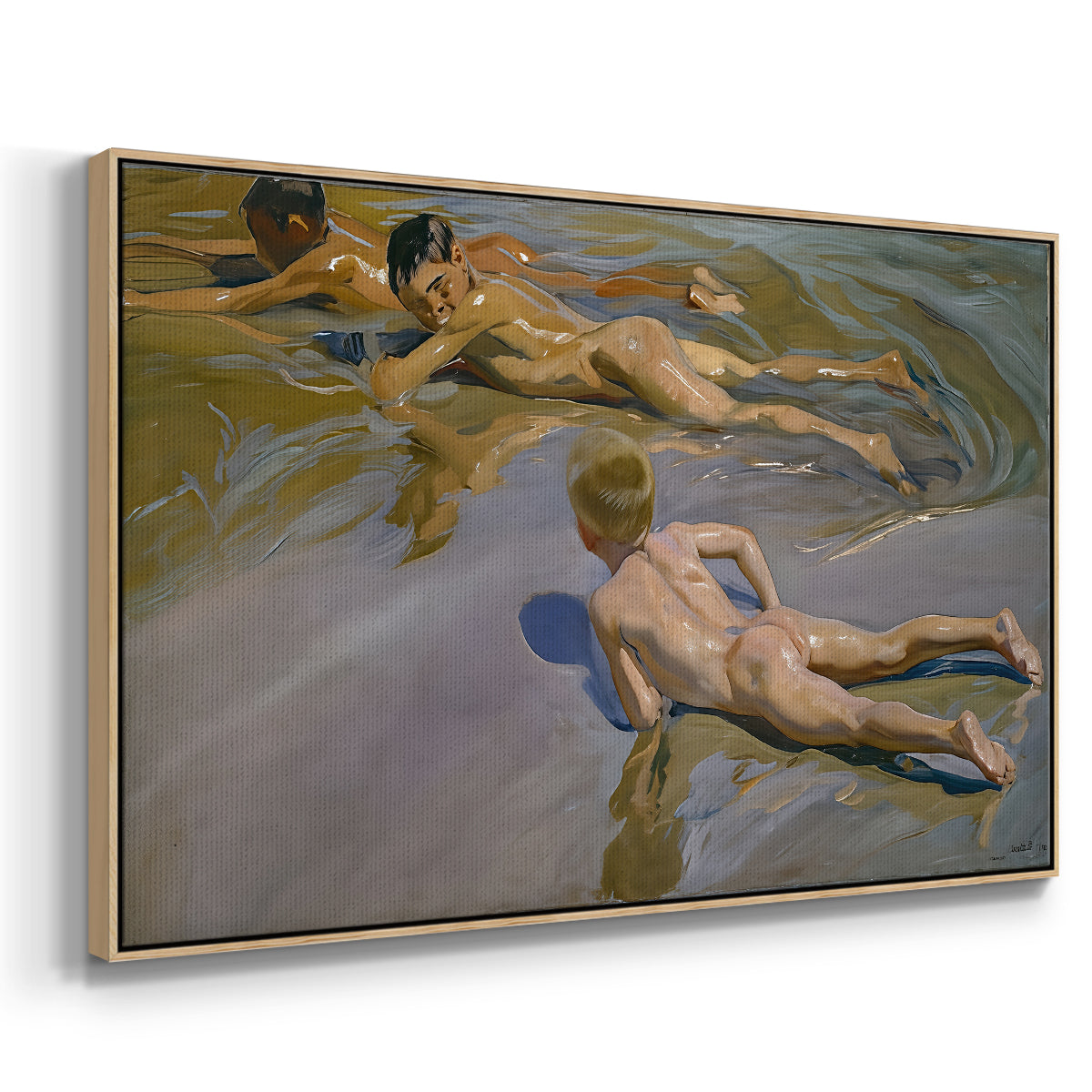 Boys on the Beach, 1910 - Floater Framed Canvas Print