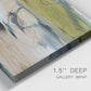 Close-up view of wrapped canvas corner featuring minimal abstract water reflections.