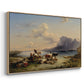 Shepherds and Cattle on Lake Attersee, 1852 - Floater Framed Canvas Print