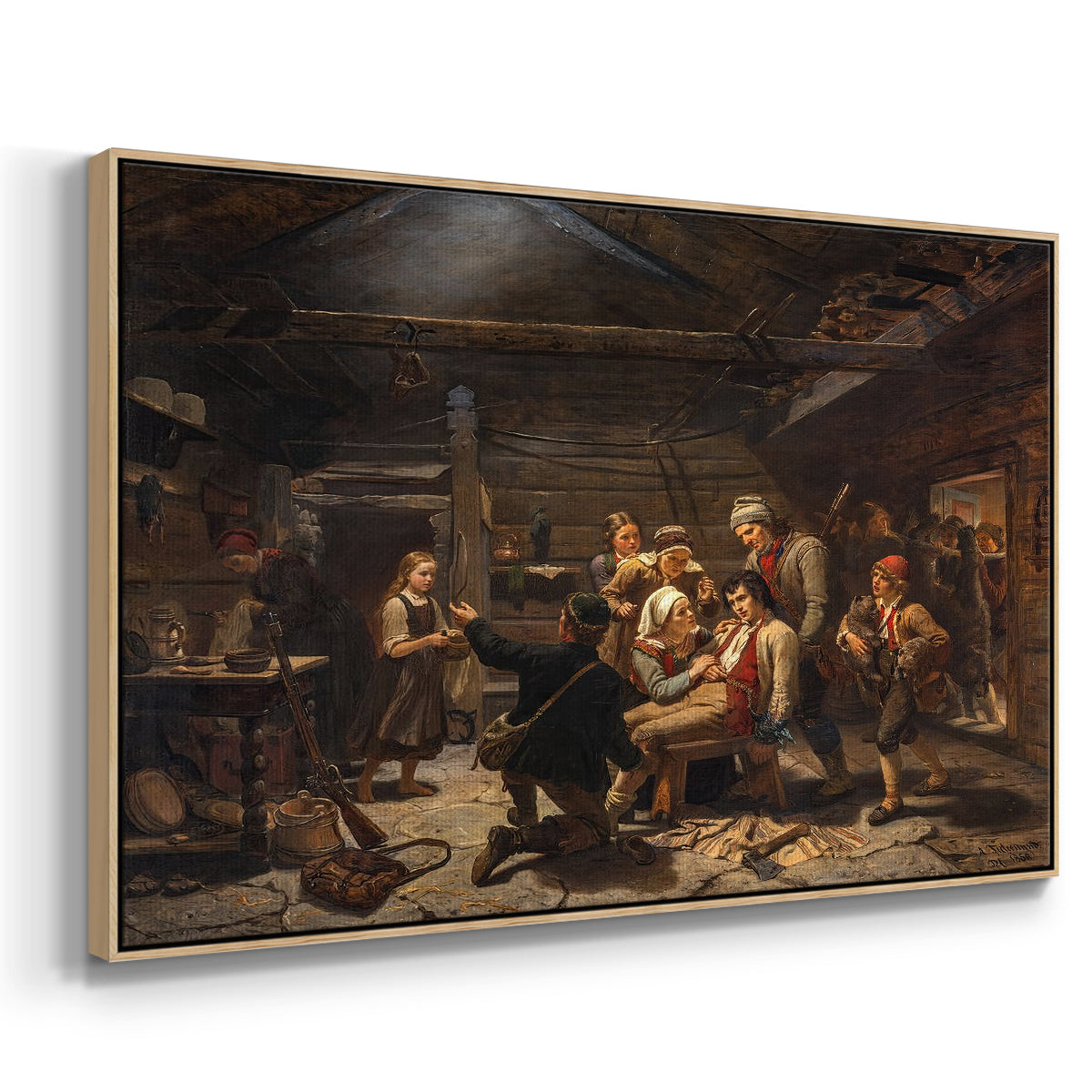 The Return of the Bear Hunter, 1856 - Floater Framed Canvas Print