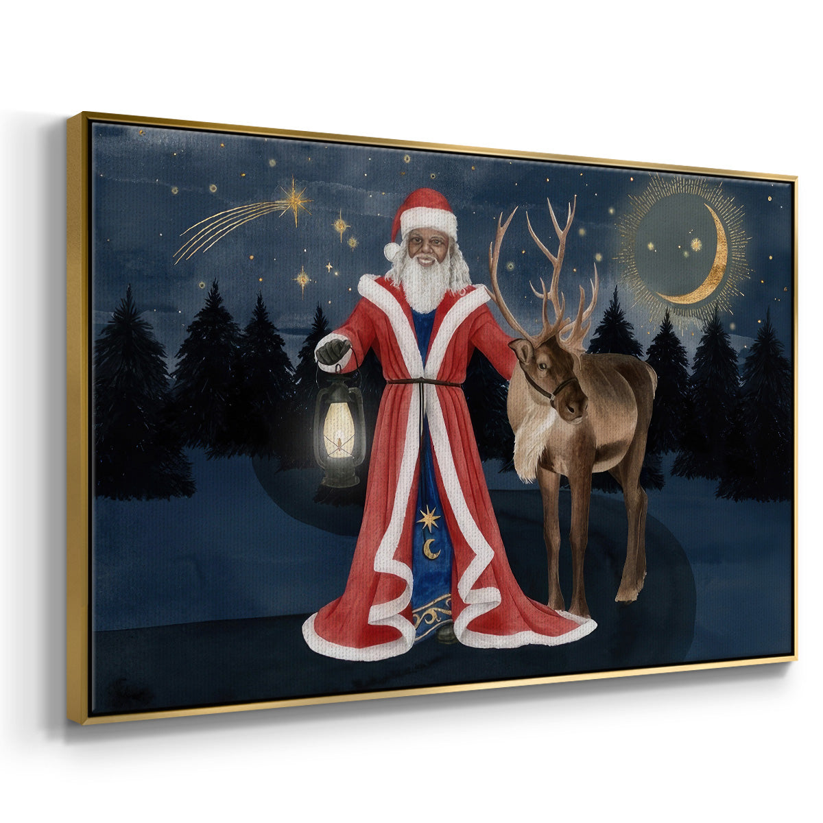 Celestial Christmas Collection A - Framed Gallery Wrapped Canvas in Floating Frame