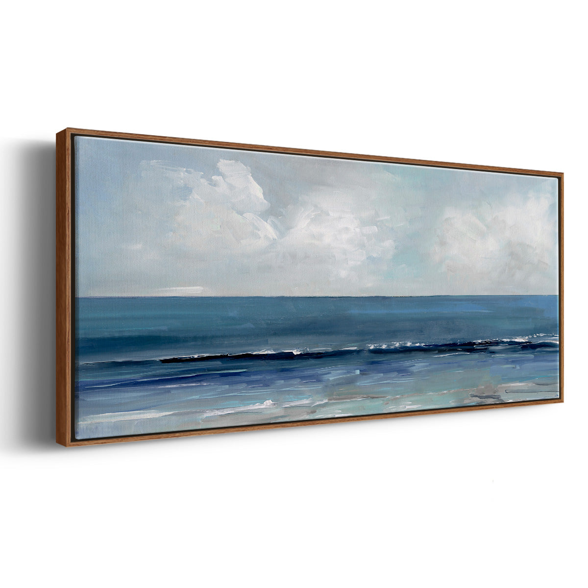 Cloudy Ocean Waves Horizon - Floater Framed Canvas Print