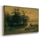 Wallowing Deer on the Shore of a Mountain Lake, c. 1850 - Floater Framed Canvas Print