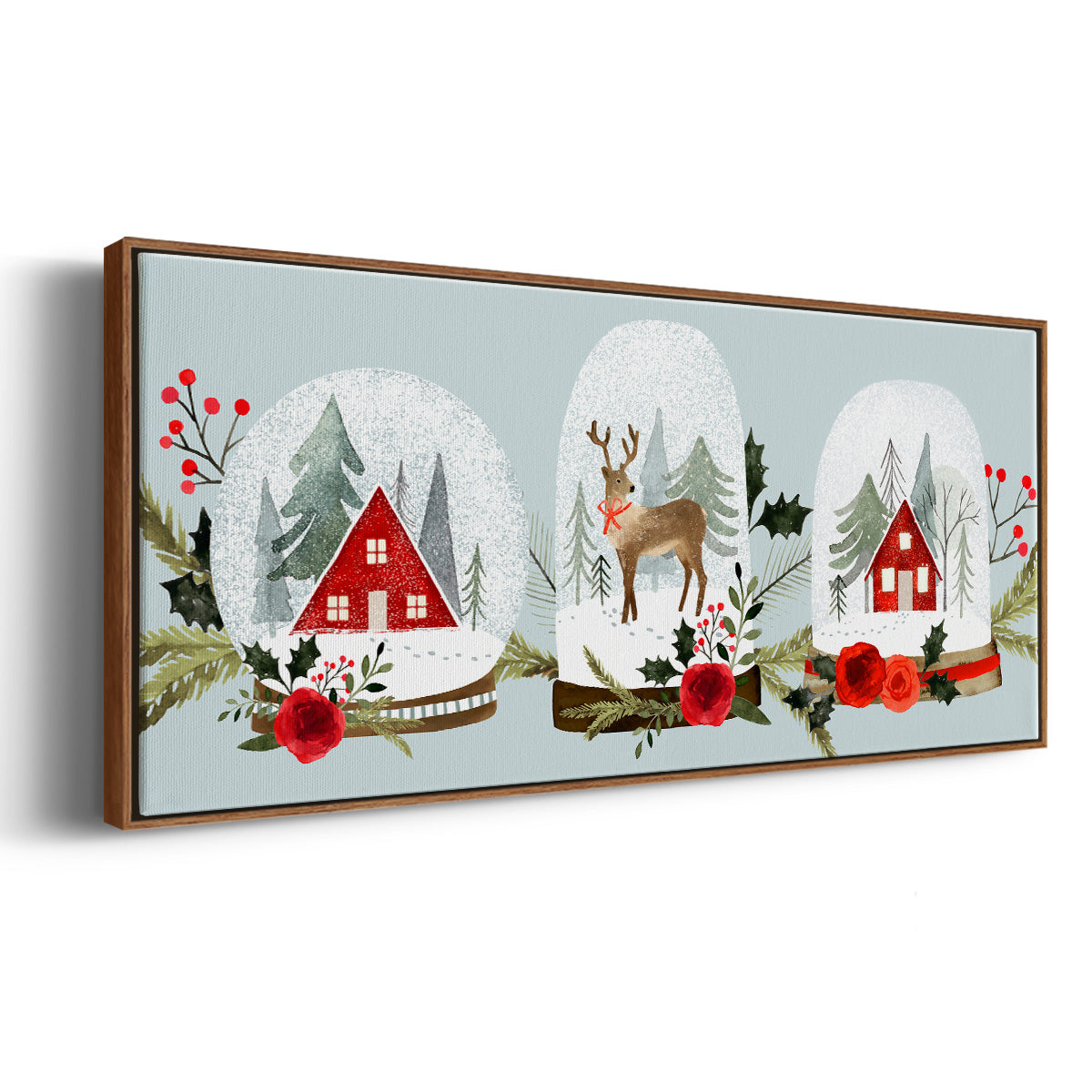 Snow Globe Village Collection D - Floater Framed Canvas Print