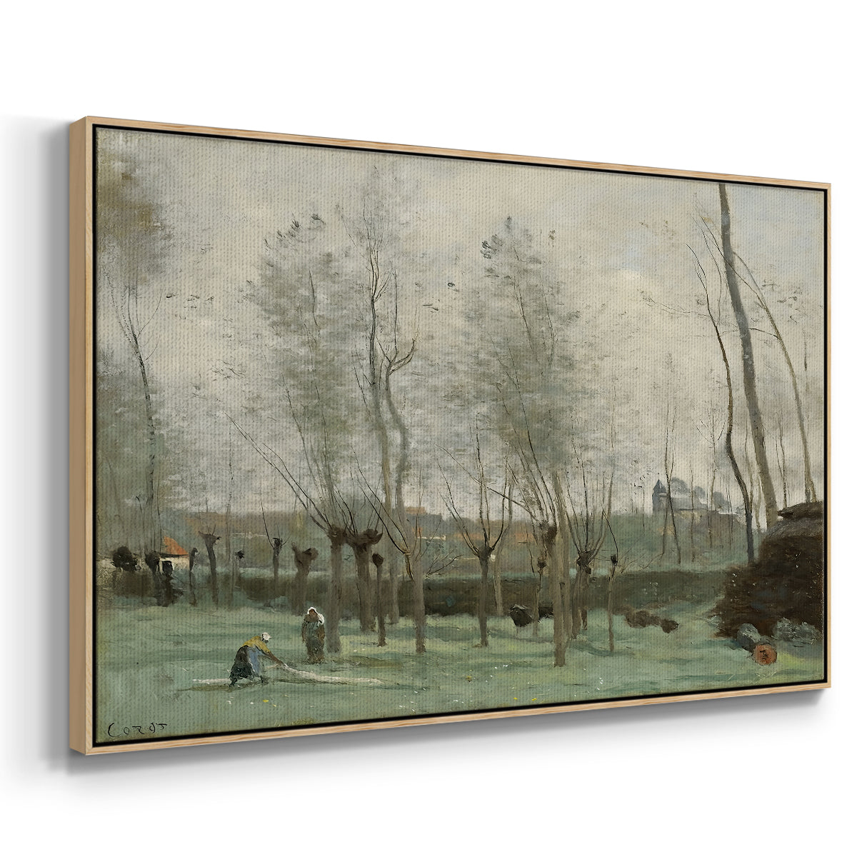 Washerwomen in a Willow Grove, c. 1871 - Floater Framed Canvas Print