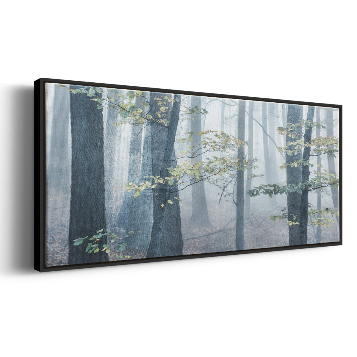 Chalky Misty Autumn Forest View - Floater Framed Canvas Print