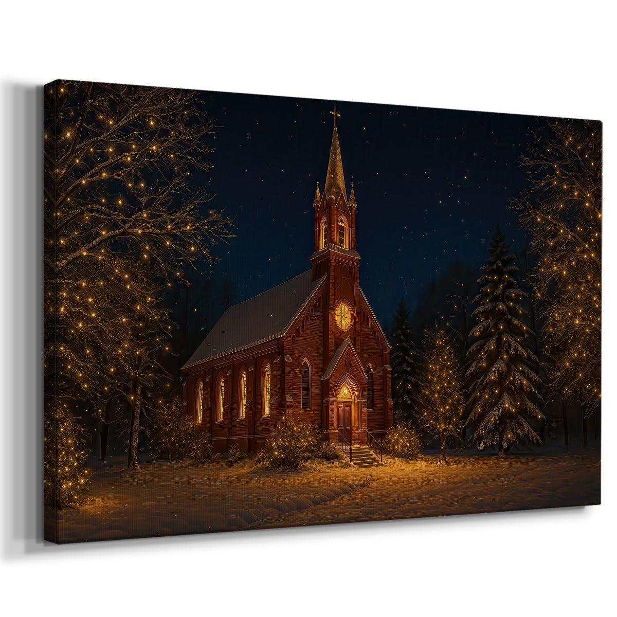 Warm Lantern Serenade of Evergreen - Canvas Art Print