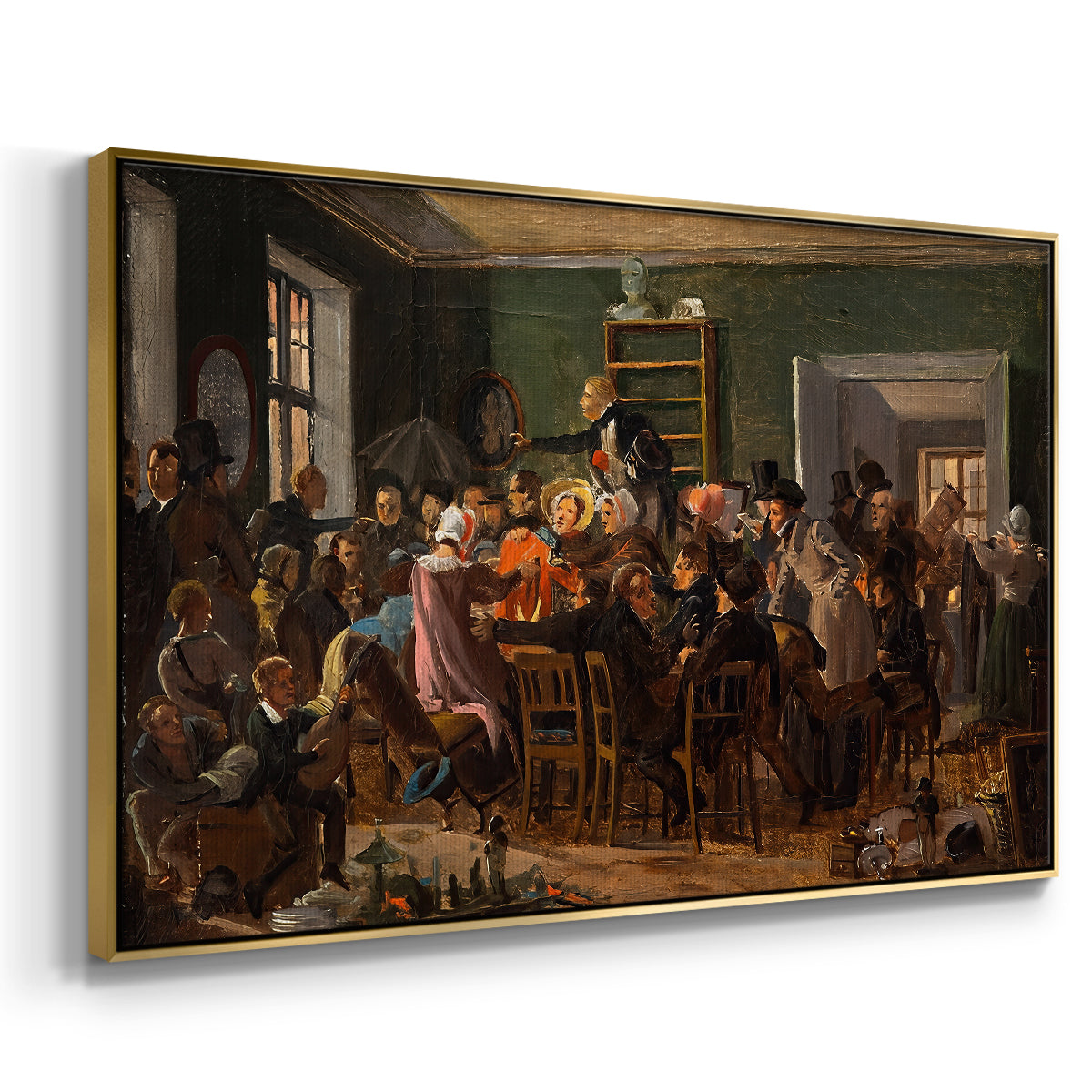 An Auction Scene, 1835 - Floater Framed Canvas Print
