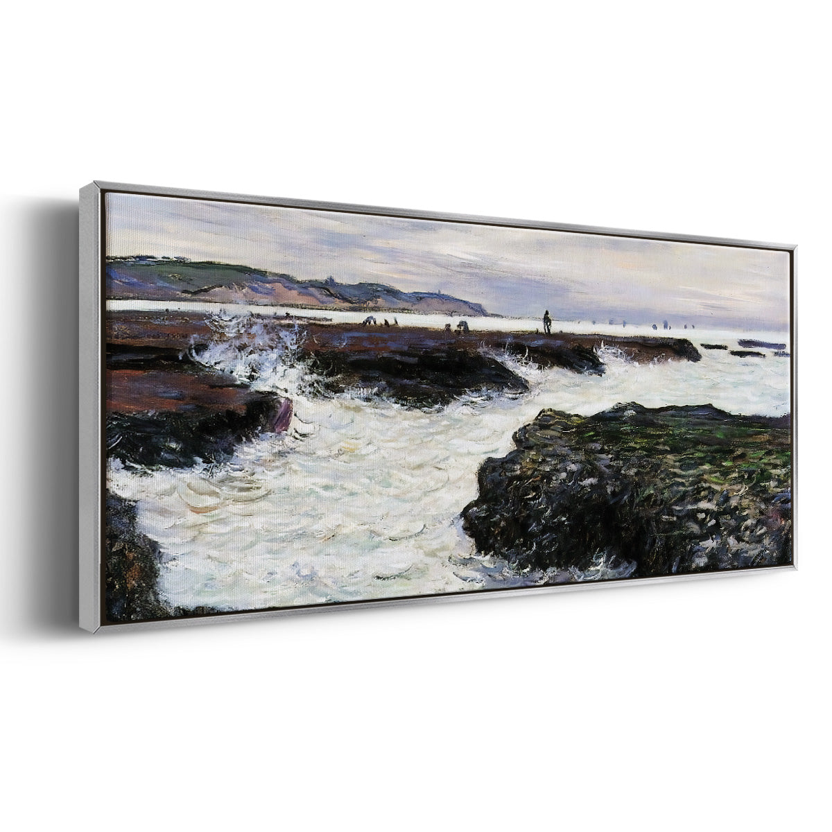 The Rocks at Pourville, Low Tide, 1882 - Floater Framed Canvas Print