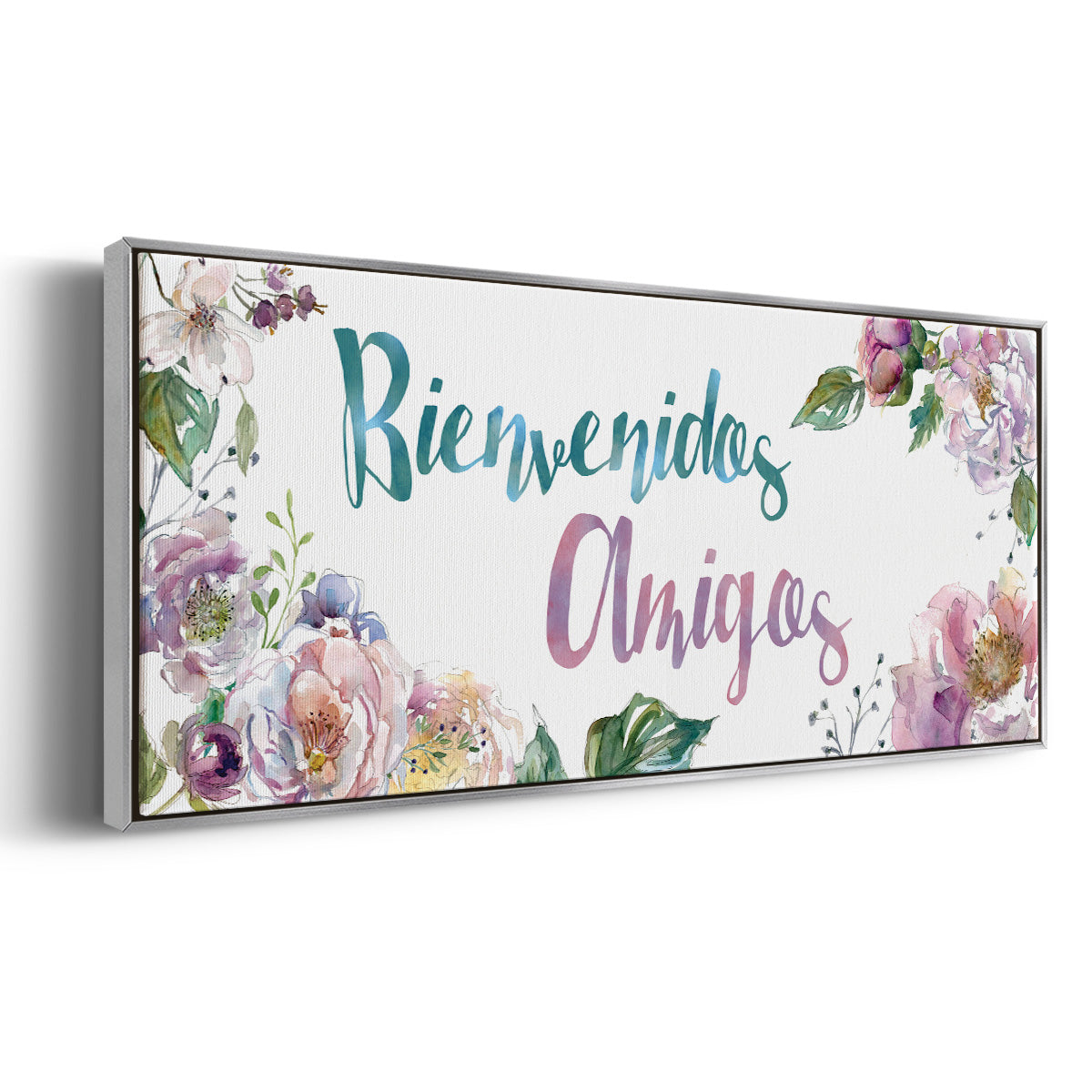 Bienvenidos Amigos - Floater Framed Canvas Print