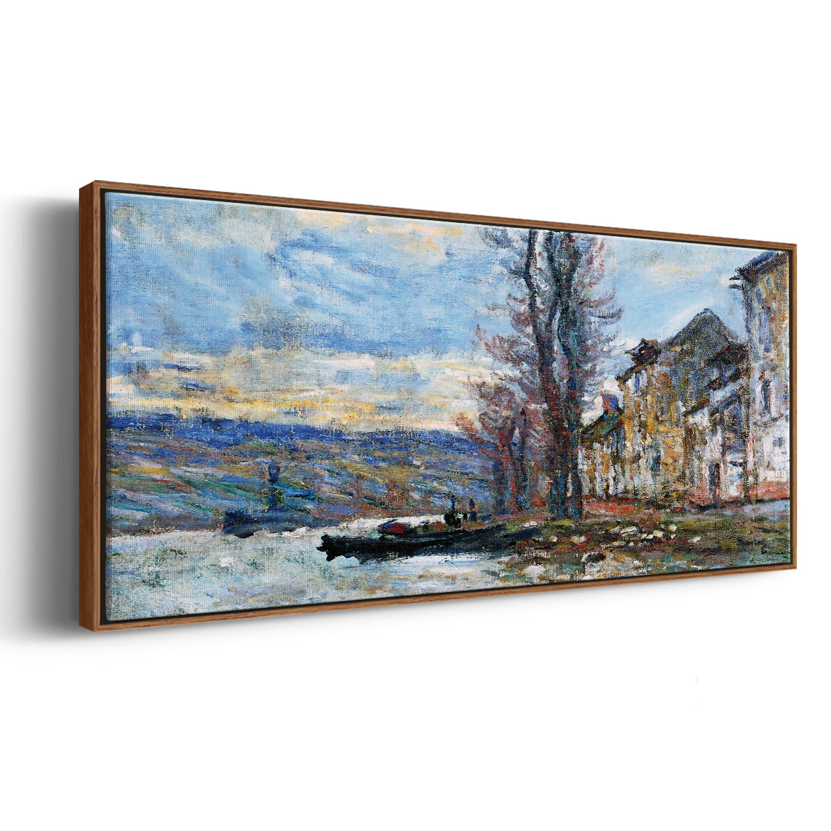The Seine at Lavacourt, Winter, 1879 - Floater Framed Canvas Print