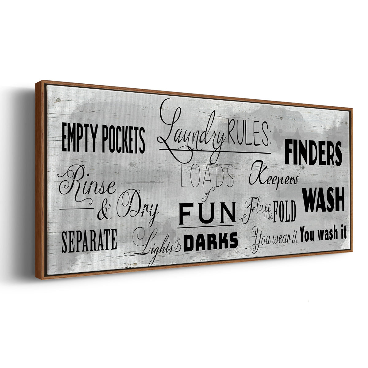 Laundry Rules - Floater Framed Canvas Print
