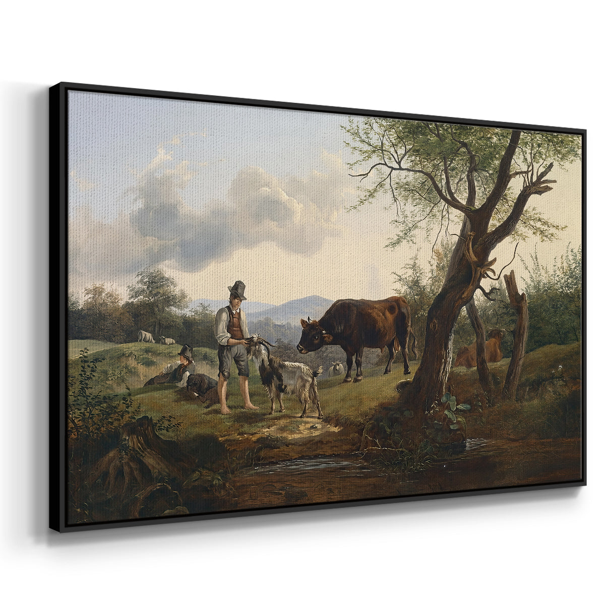 Shepherd with Billy Goat, c. 1830 - Floater Framed Canvas Print
