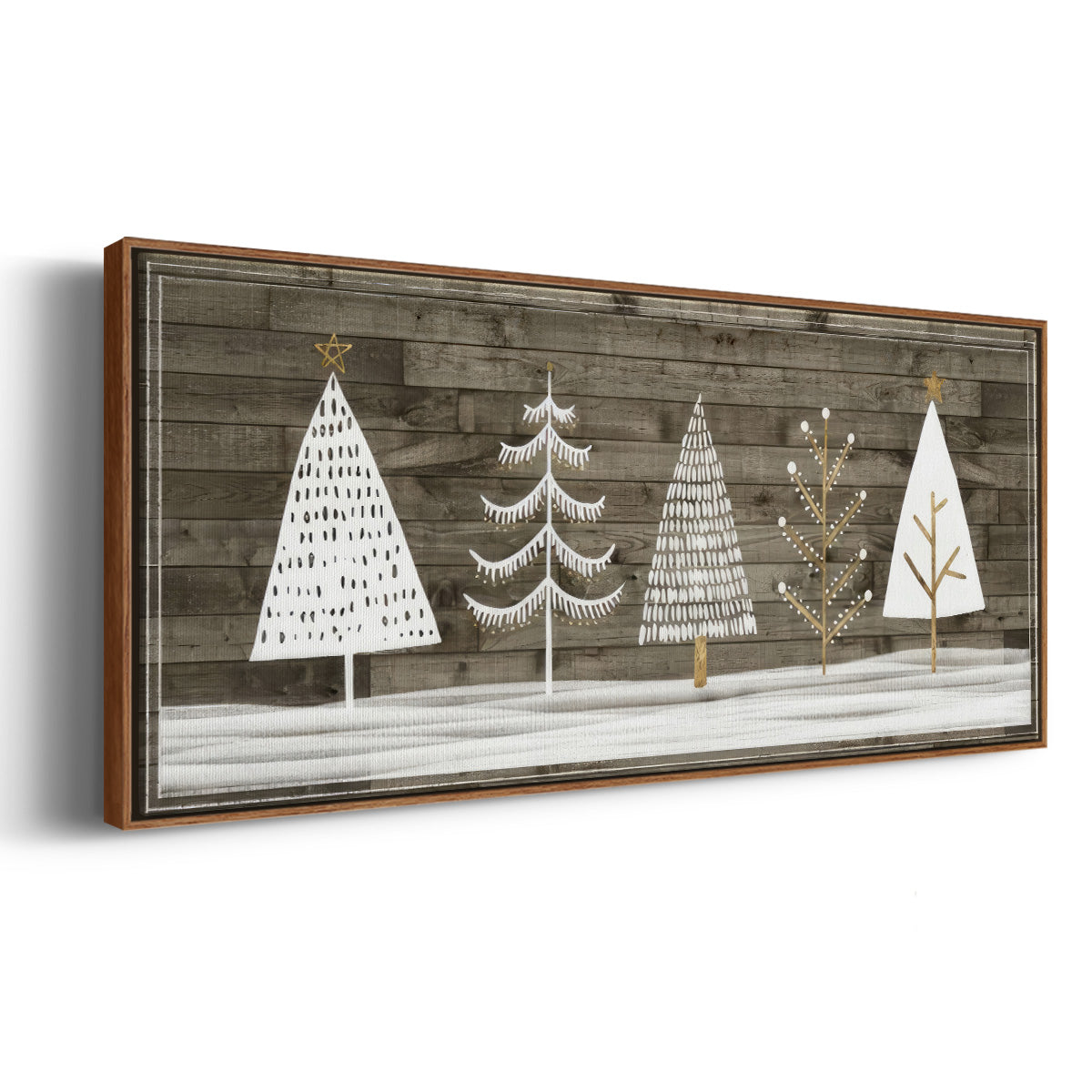 Wooded White Christmas Collection D - Floater Framed Canvas Print