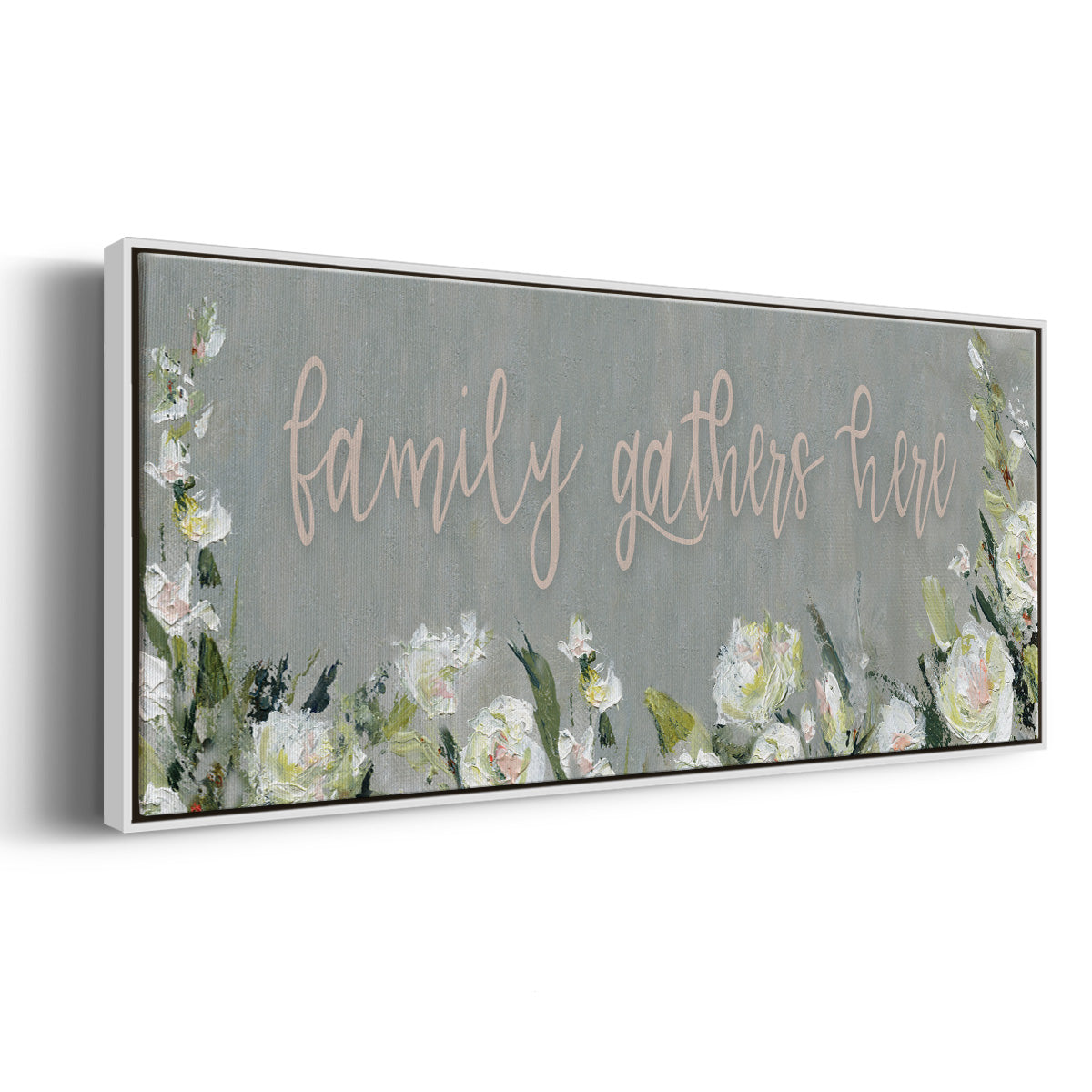 Family Gathers - Floater Framed Canvas Print