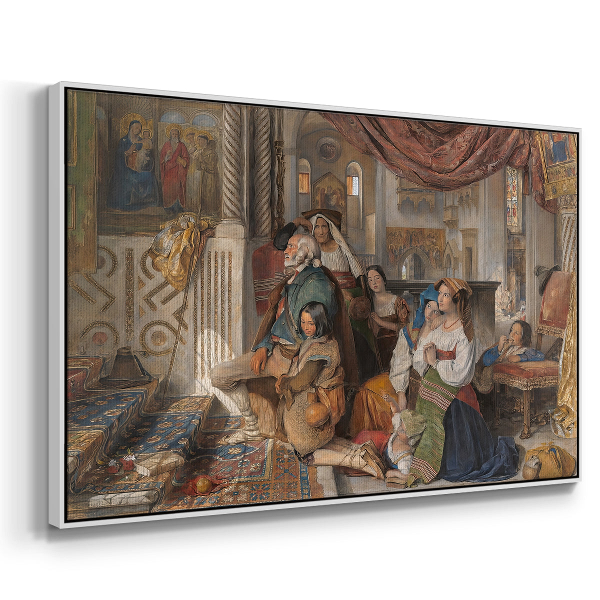 Roman Pilgrims, 1854 - Floater Framed Canvas Print