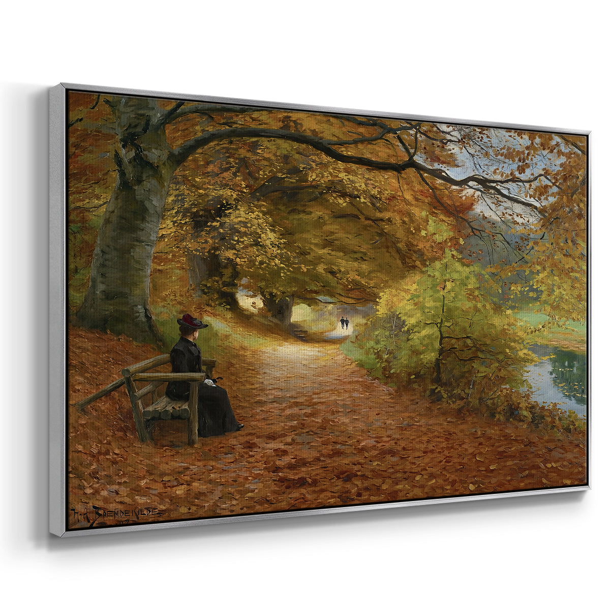 A Wooded Path in Autumn, 1902 - Floater Framed Canvas Print