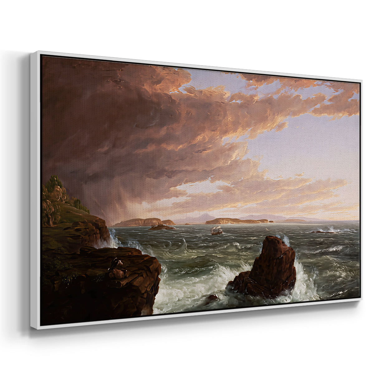 Views Across Frenchman's Bay from Mt. Desert Island, After a Squall, 1845 - Floater Framed Canvas Print
