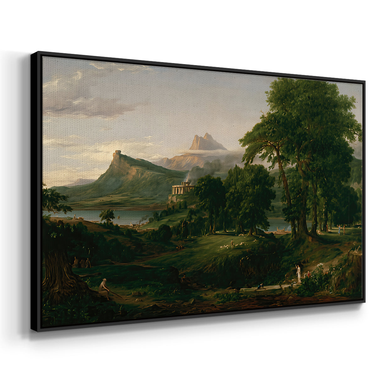 The Course of Empire: The Arcadian or Pastoral State, 1834 - Floater Framed Canvas Print