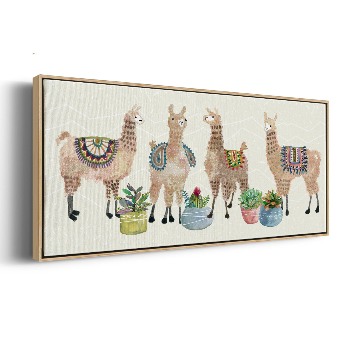 Llama Party - Floater Framed Canvas Print