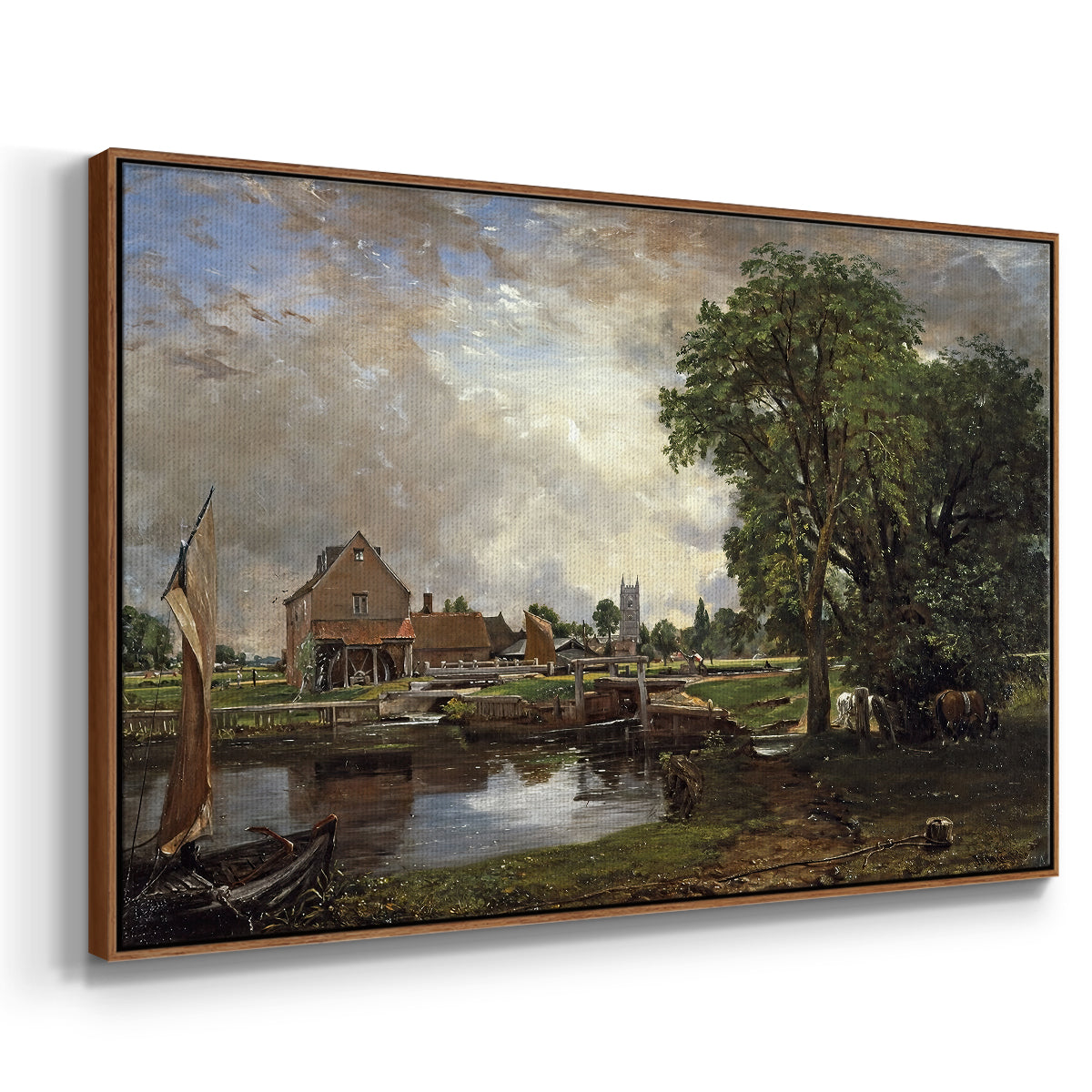Dedham Lock and Mill, c. 1820 - Floater Framed Canvas Print