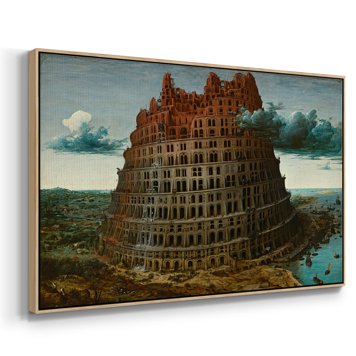 The Tower of Babel, c. 1568 - Floater Framed Canvas Print