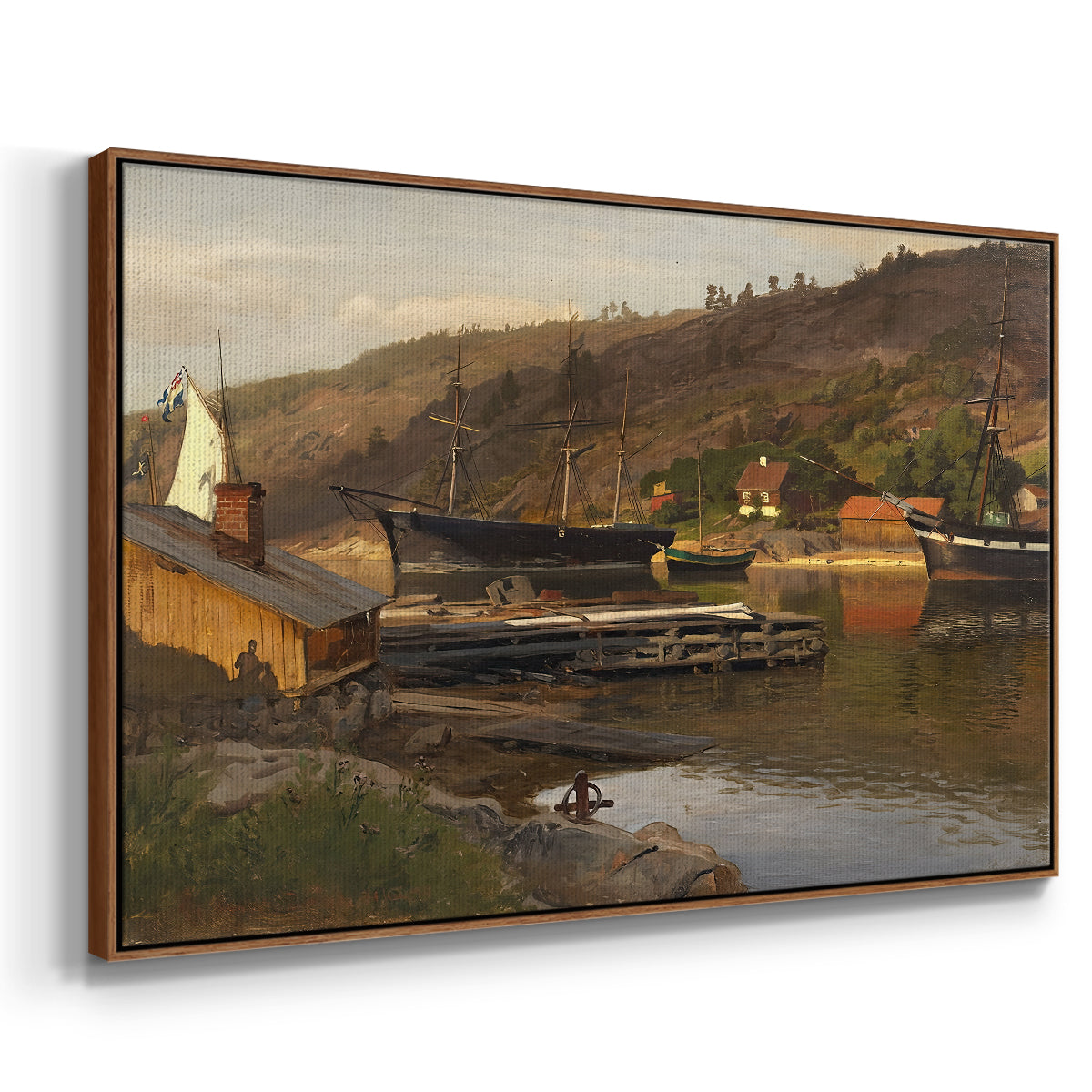 Landingsbrygge Husvik, Drøbak, 1875 - Floater Framed Canvas Print