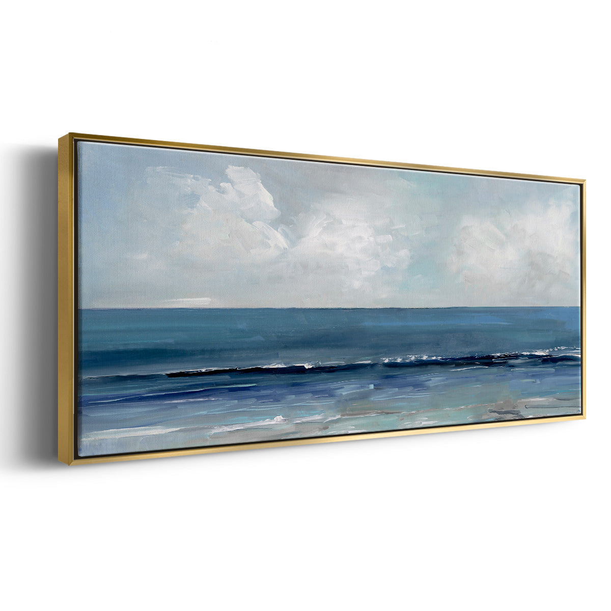 Cloudy Ocean Waves Horizon - Floater Framed Canvas Print