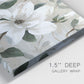 Close-up view of wrapped canvas corner featuring soft southern floral charm.