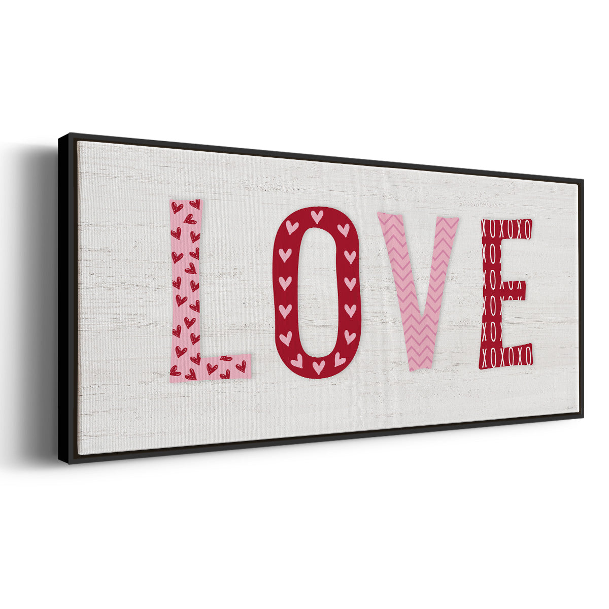 Patterned Love - Floater Framed Canvas Print