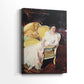 Side view of a canvas art print of a calm composition with soft fabric and gentle shading, showing gallery-wrapped depth.