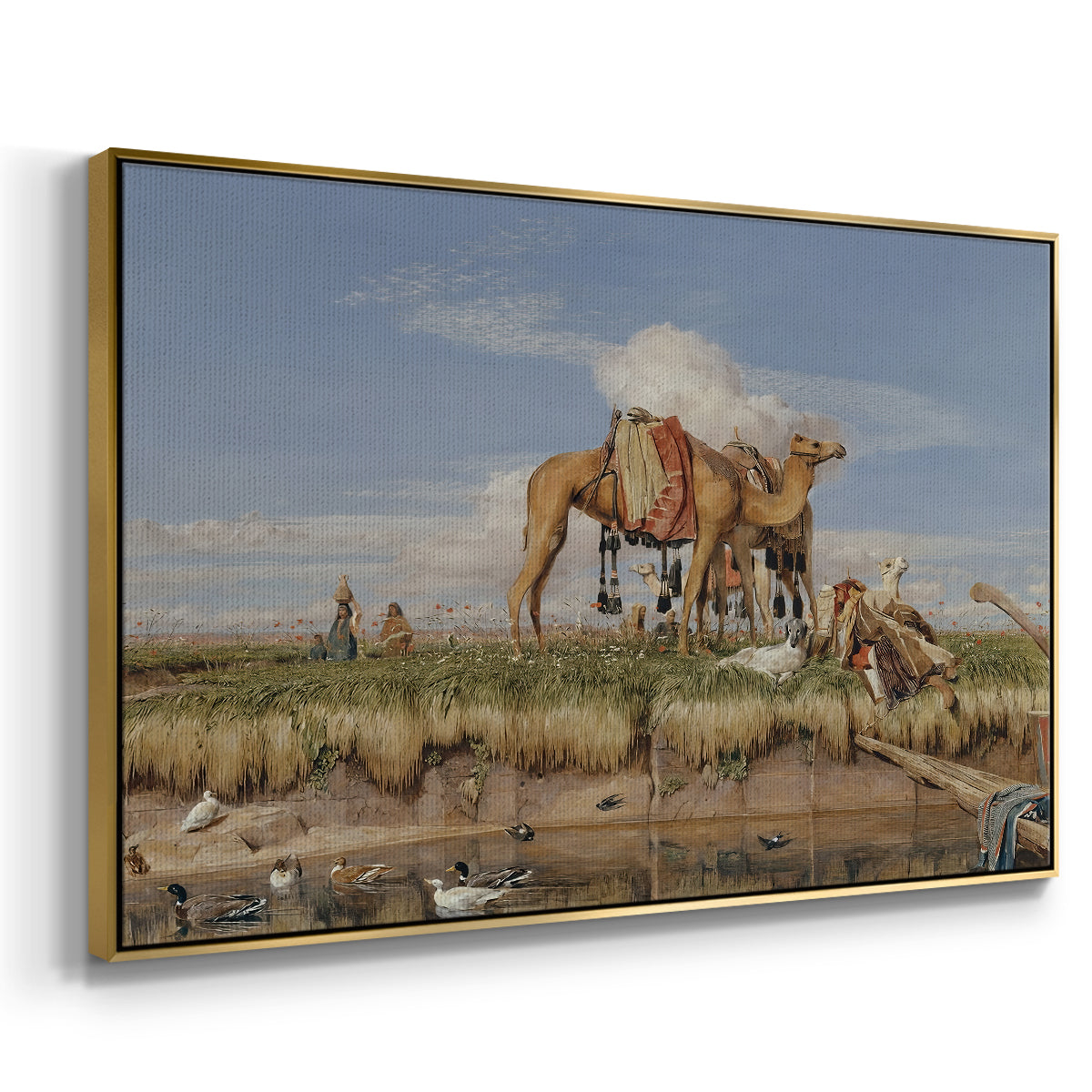 On the Banks of the Nile, Upper Egypt, 1876 - Floater Framed Canvas Print