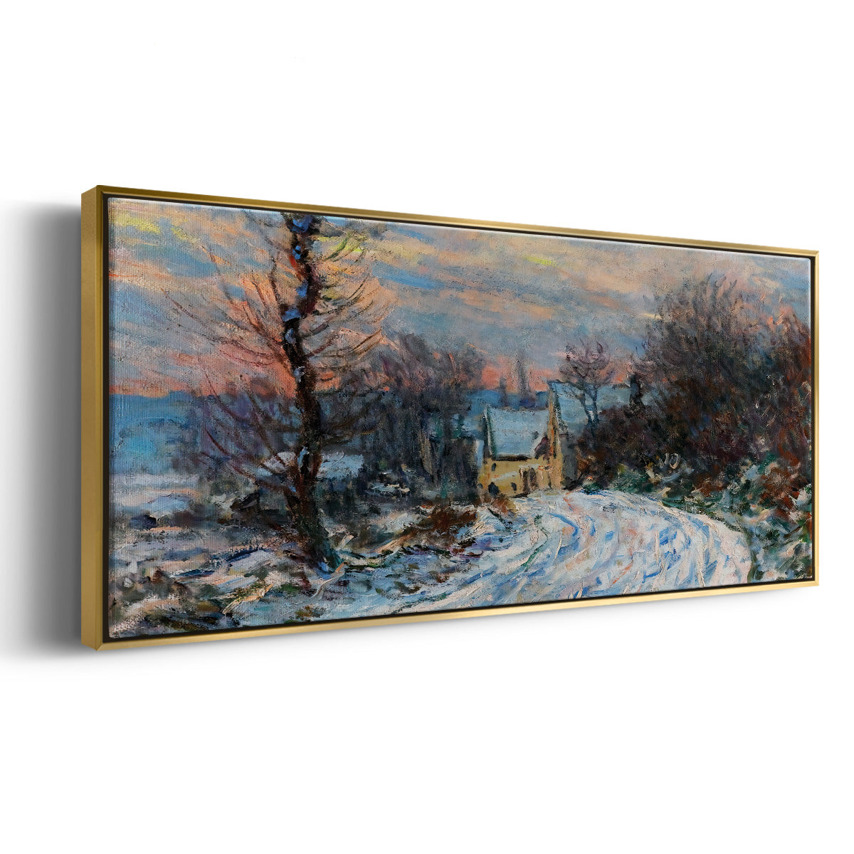 Road to Giverny in Winter, 1885 - Floater Framed Canvas Print