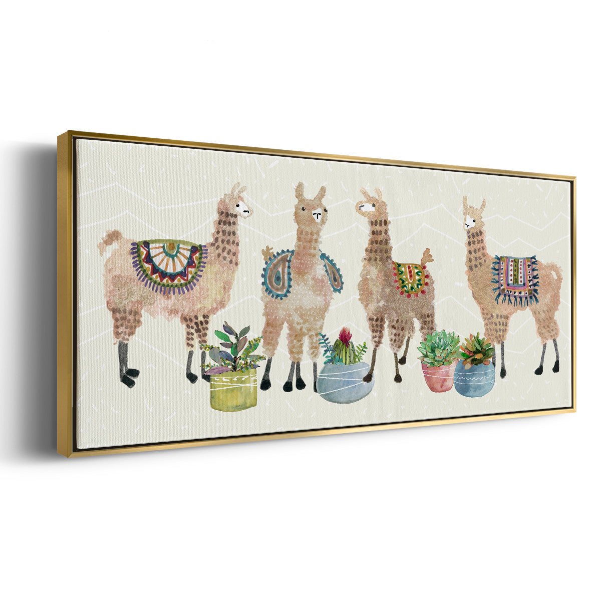 Llama Party - Floater Framed Canvas Print