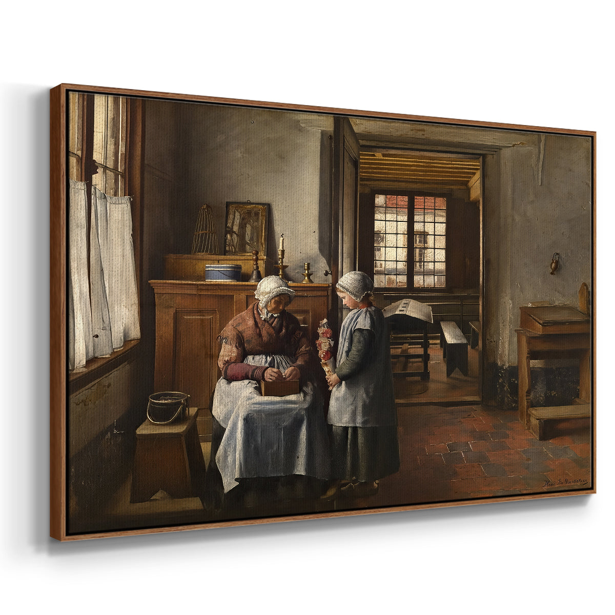 Grandmother's Feast, 1873 - Floater Framed Canvas Print